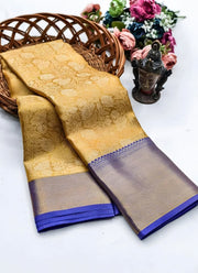 Diwali Gold Tissue Silk Saree – Jacquard Weave with Rich Pallu & Contrast Border in 4 Colours 13