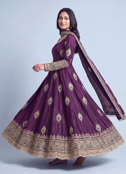 Diwali Peacock Anarkali Gown – Fendy Silk with Sequin Embroidery Dupatta & Pant 13