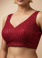 Glam Heavy Embroidery Deep Neck Party Blouse 7