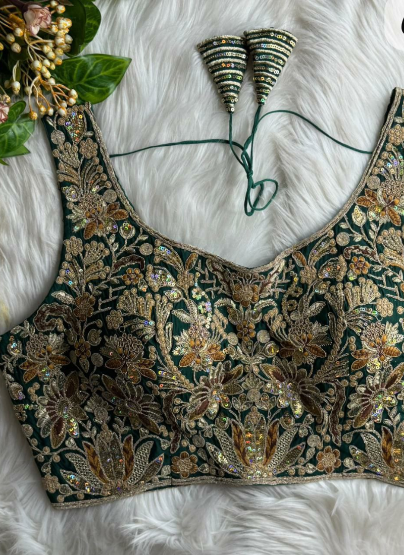 Heavy Velvet Partywear Blouse with Front Open Style