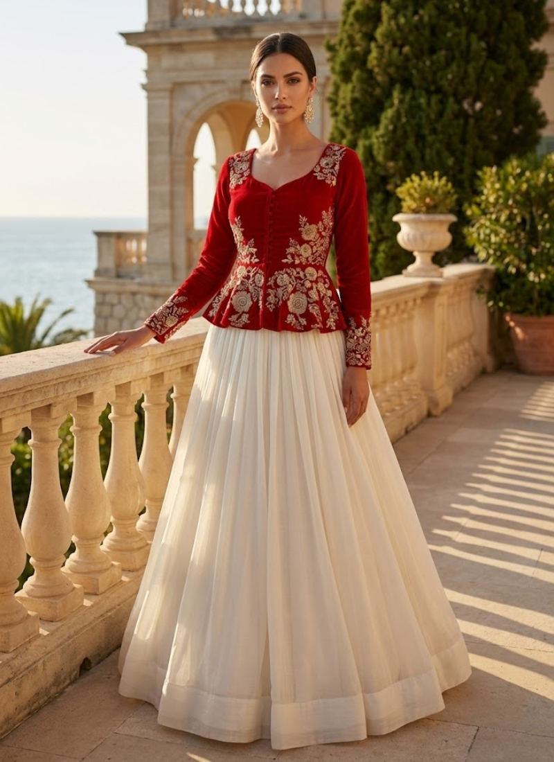 Pure Chinon Lehenga Choli with Embroidery & Sequins Work