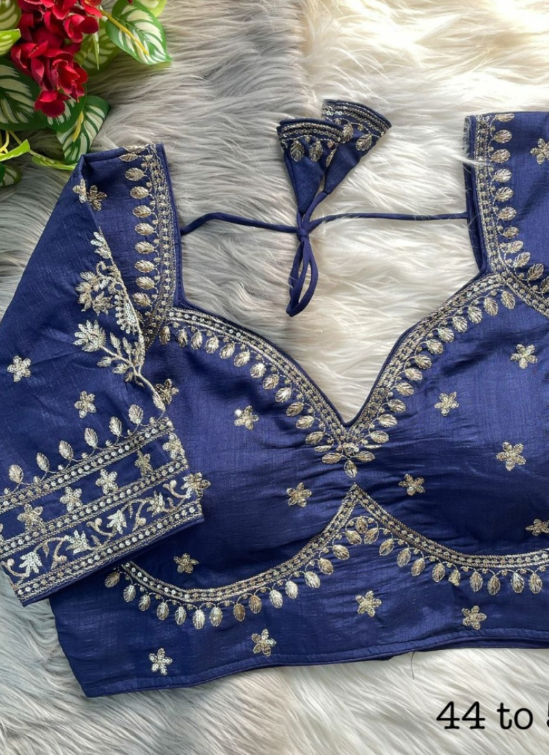 Royal Jodha Bridal Blouse in Vichitra Silk with Jari & Sequins Work