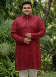 Plus Size Men's Lucknowi Kurta Pyjama Set | Indian Festive Wear for Men Australia 1