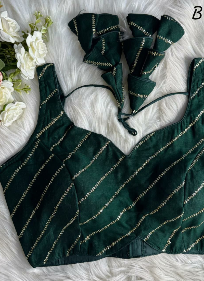 Heavy Vichitra Silk Sleeveless Blouse with Jari Work