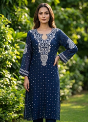 Mul Chanderi Chikankari Suit Set | Indian Salwar Suit Online Australia 12