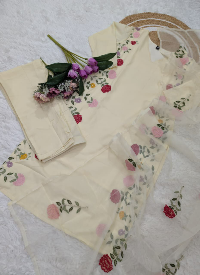 Premium Chanderi Punjabi Suit with Heavy Embroidered Dupatta