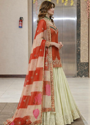 Red Crunchy Silk Sharara Suit with Heavy Sequins Embroidery + Dupatta 2