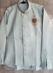 Diwali Linen Koti Set for Men – Handwork Brooch Koti, Shirt & Polo Pant 17