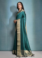 Banarasi Silk Saree with Zari Weaving, Border & Pallu + Blouse Piece 9