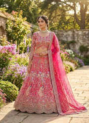 Pink Butterfly Net Lehenga Choli with Sequins & Coding Embroidery + Dupatta 3