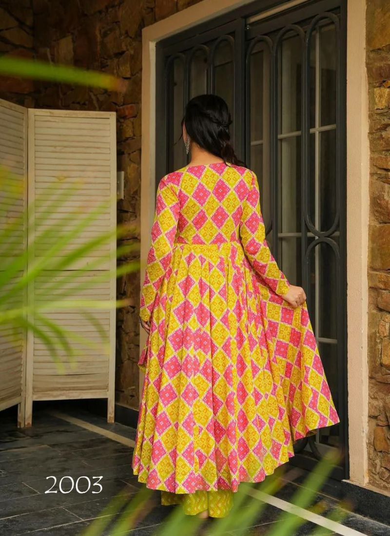 Heavy Rayon Anarkali Gown with Digital Print & 3.5m Flair