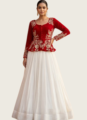 Pure Chinon Lehenga Choli with Embroidery & Sequins Work (Flair 5.5m, Size 44) 1