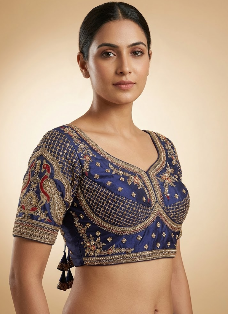 Partywear Women’s Blouse with Premium Padding & Back‑Open Design