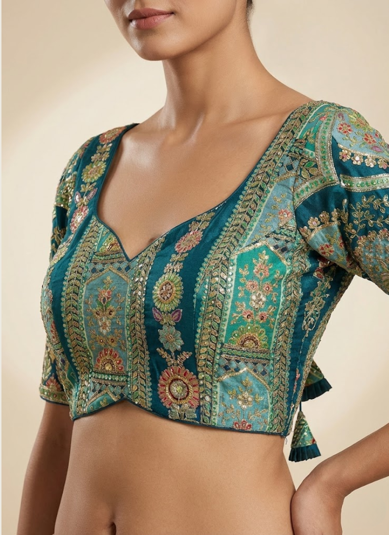 Partywear Women’s Blouse with Premium Padding & Back‑Open Design