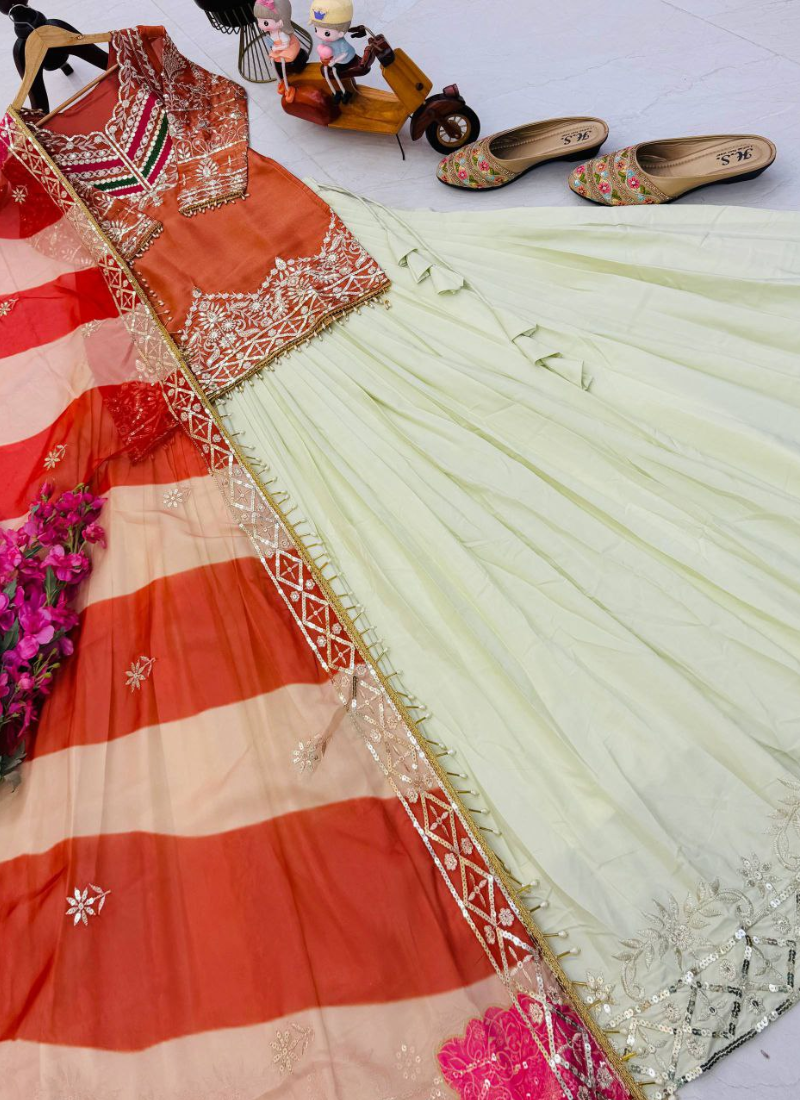 Red Crunchy Silk Sharara Suit with Heavy Sequins Embroidery + Dupatta