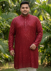 Plus Size Men's Lucknowi Kurta Pyjama Set | Indian Festive Wear for Men Australia 3