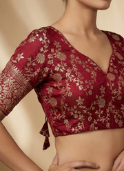 Pure Dola Silk Partywear Blouse with Front Open Style 7