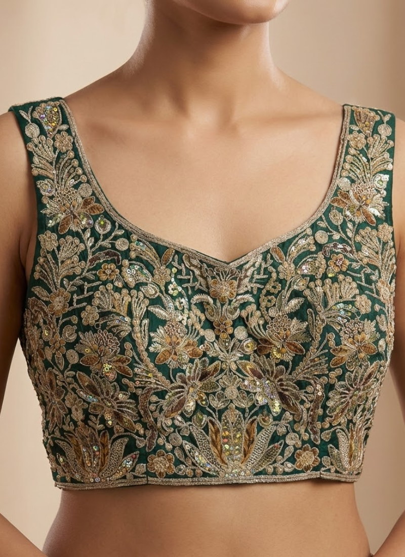 Heavy Velvet Partywear Blouse with Front Open Style