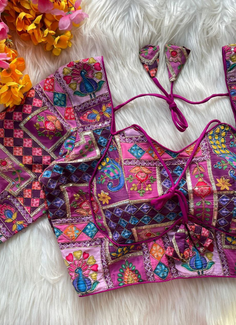 Pure Crepe Blouse with Elbow Sleeves & Back Dori