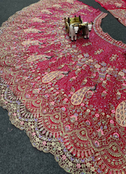 Pink Butterfly Net Lehenga Choli with Sequins & Coding Embroidery + Dupatta 5