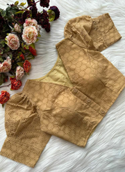 Pure Cotton Hakoba Puff Sleeve Blouse with Football Design 25