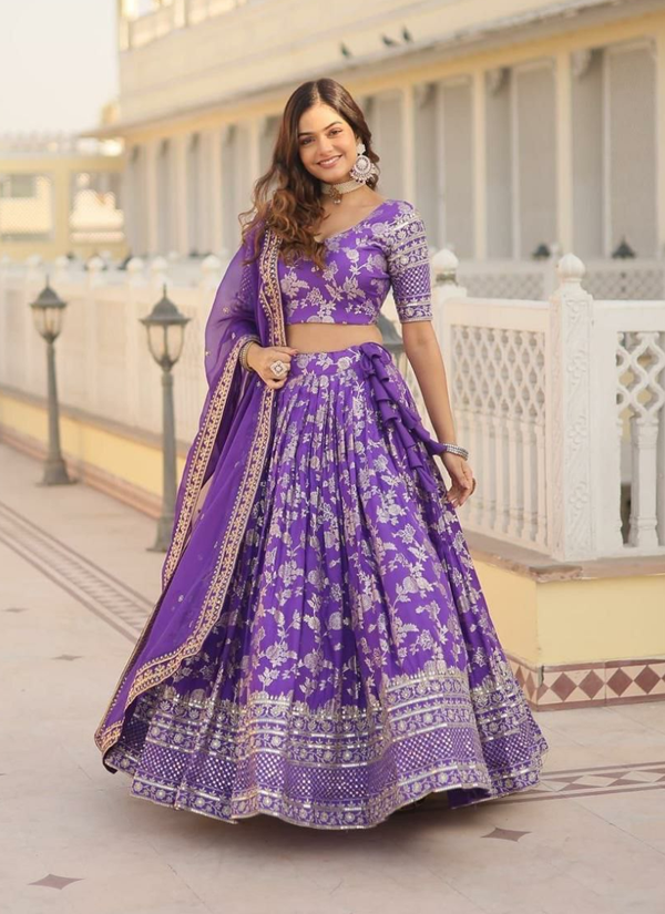 Purple lehenga – dupatta and set view