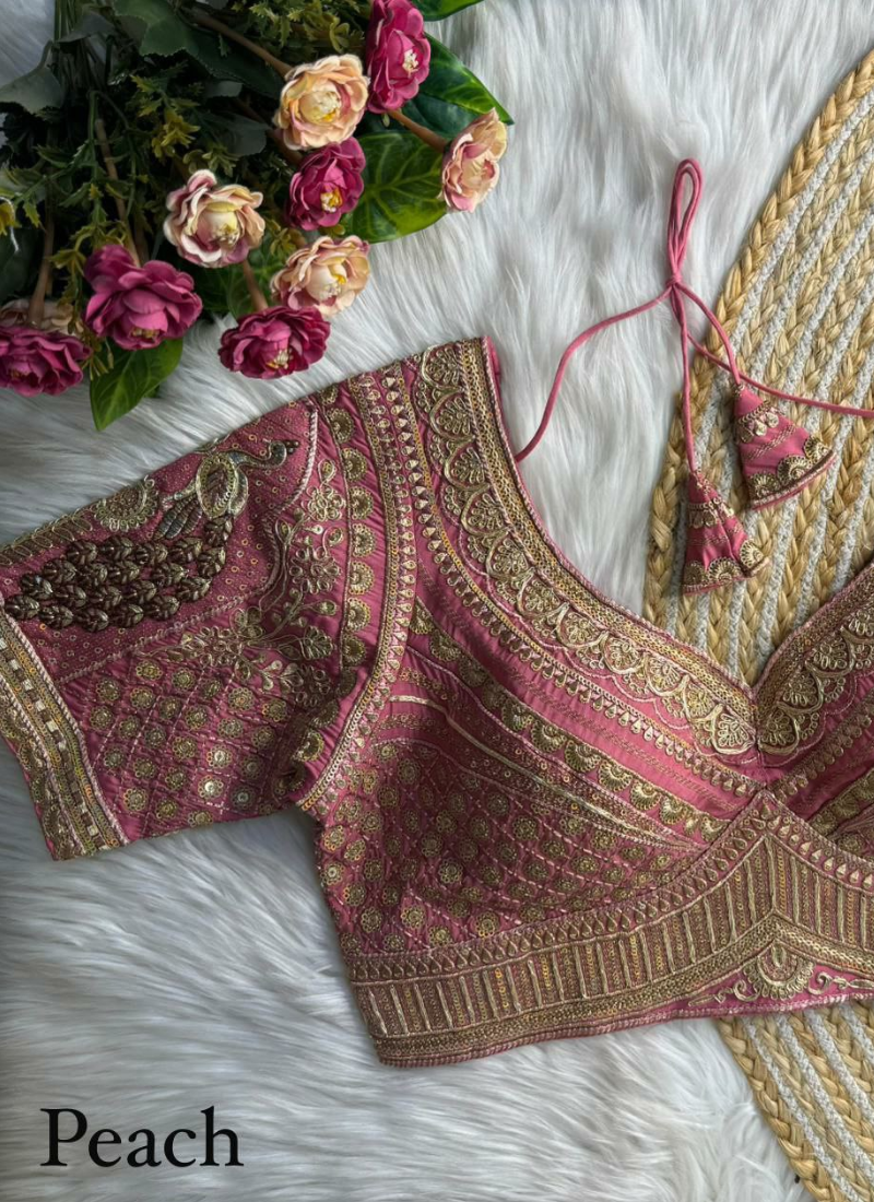 Roman Silk Women’s Blouse with Heavy Embroidery & Back‑Open Design