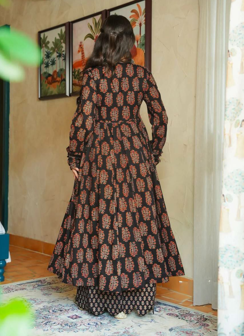 Heavy Rayon Anarkali Dress with Digital Print & Wide Flair