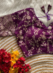 Pure Dola Silk Partywear Blouse with Front Open Style 17