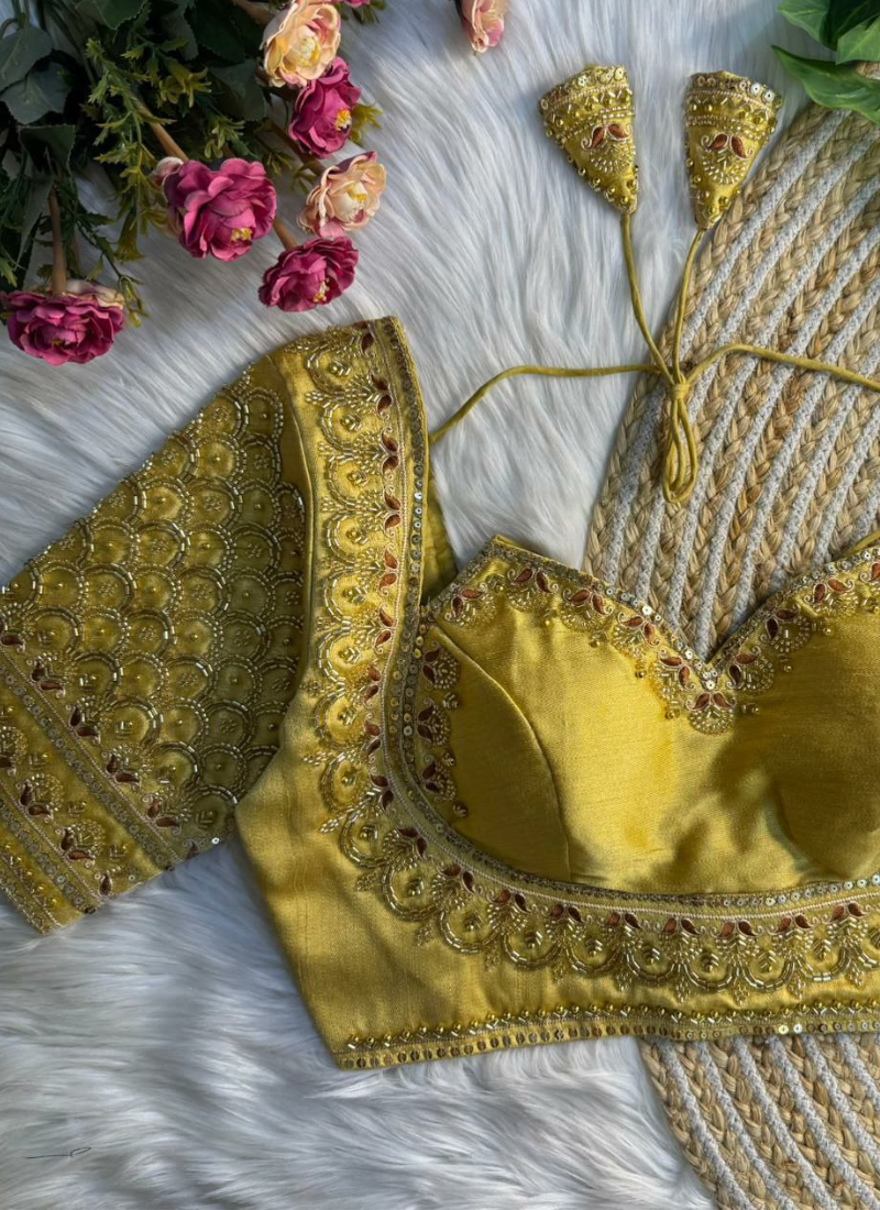 Italian Silk Women’s Blouse with Handwork, Sequins & Thread Work