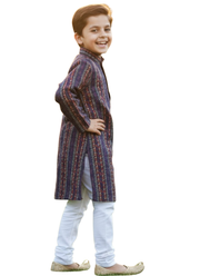 Color Splash Kids Kurta Pajama – Multicolor Silk Kurta with Cotton Pyjama 1