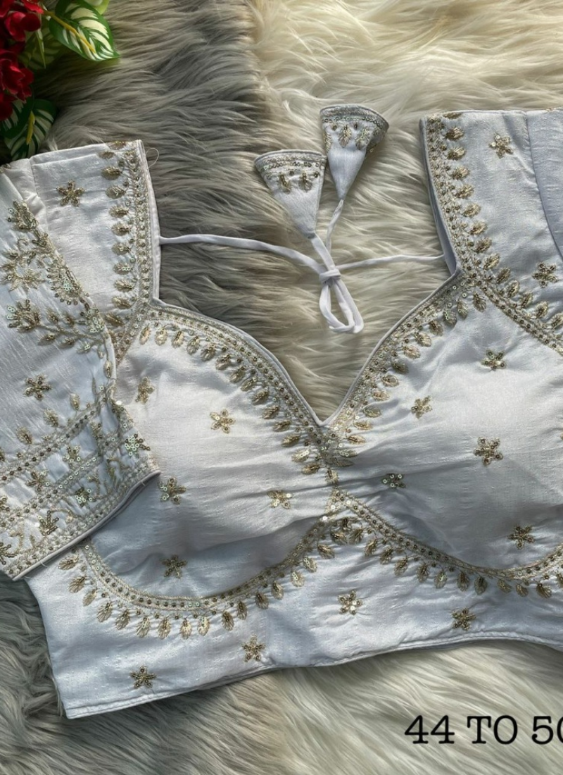 Royal Jodha Bridal Blouse in Vichitra Silk with Jari & Sequins Work