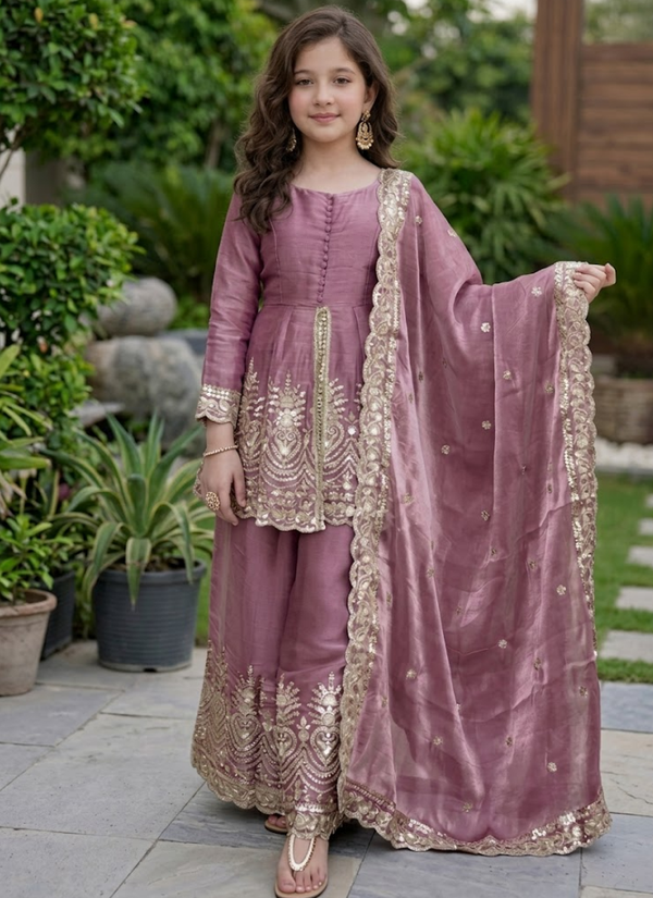 Kids Fandy Silk Dress Set, luxury kids sharara in Australia