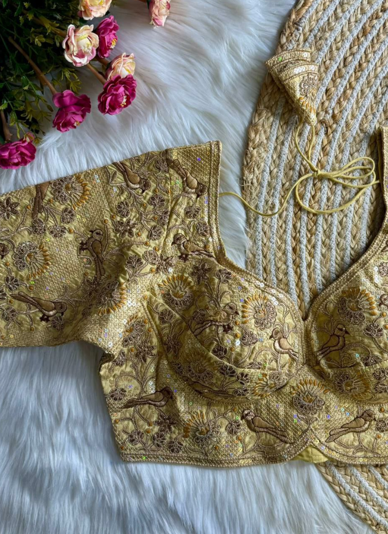 Roman Silk Women’s Blouse with Jari, Sequins & Codding Thread Work