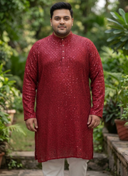 Plus Size Men's Lucknowi Kurta Pyjama Set | Indian Festive Wear for Men Australia 4