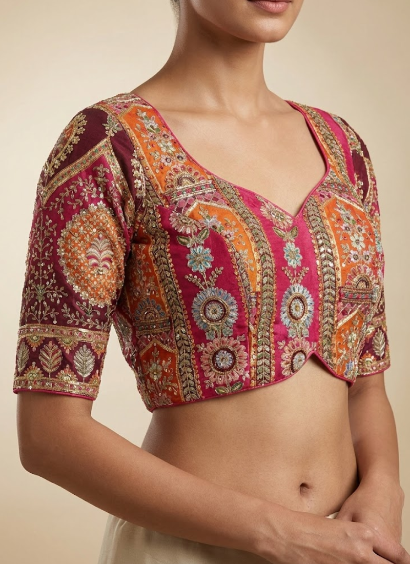 Partywear Women’s Blouse with Premium Padding & Back‑Open Design