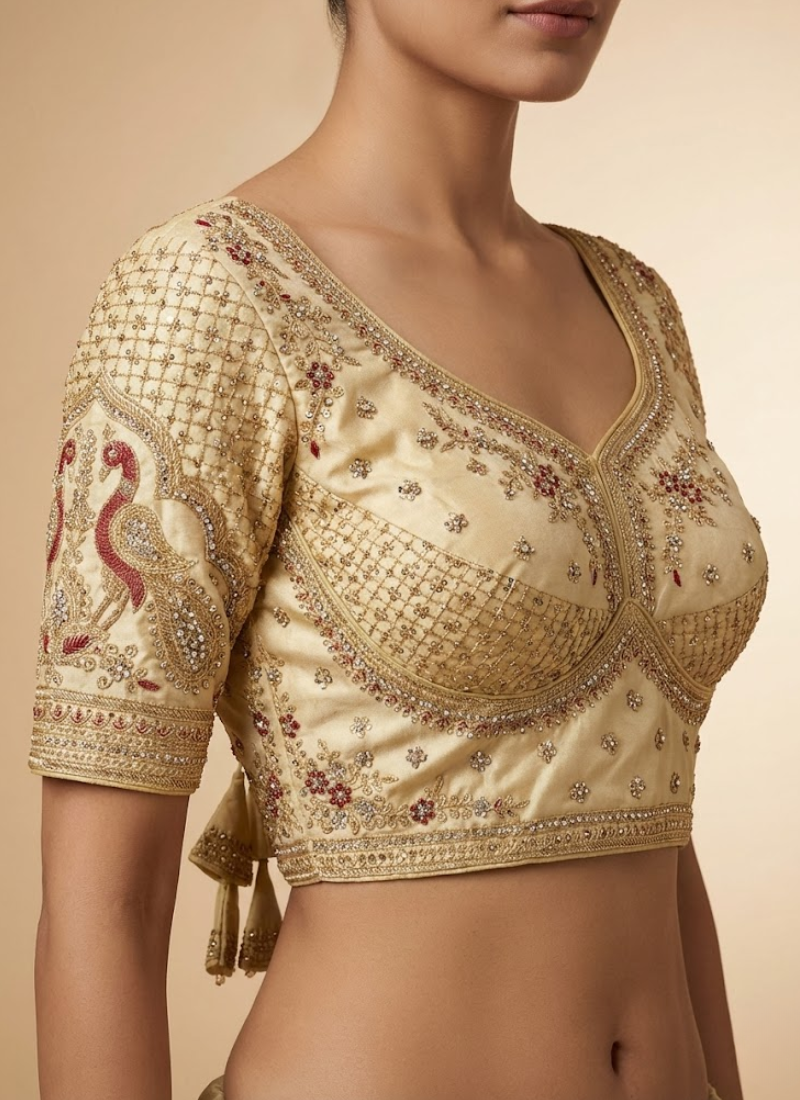 Partywear Women’s Blouse with Premium Padding & Back‑Open Design