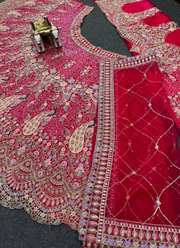 Pink Butterfly Net Lehenga Choli with Sequins & Coding Embroidery + Dupatta 6