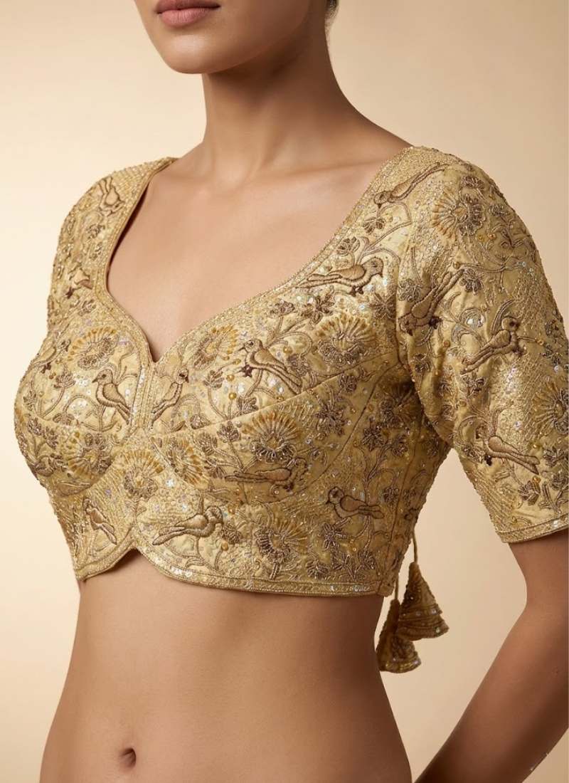 Roman Silk Women’s Blouse with Jari, Sequins & Codding Thread Work
