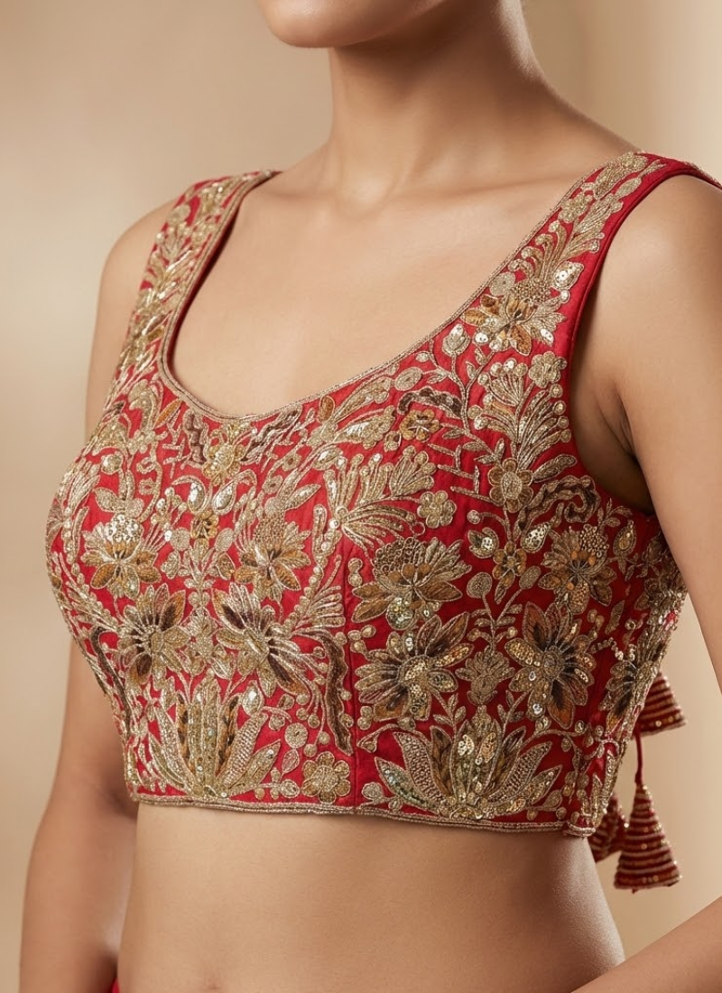 Heavy Velvet Partywear Blouse with Front Open Style