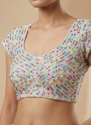 Pure Silk Handcrafted Blouse with Pearl & Beads Work 7