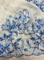 Soft Tebby Silk Saree with Floral Print, Beads & Katdana Handwork + Blouse Piece 7