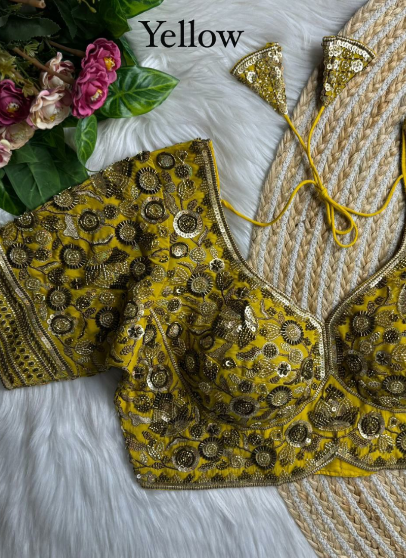 Heavy Jari & Beads Work Pure Roman Silk Blouse