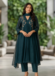Mul Chanderi Kurta Pant Dupatta Set 7