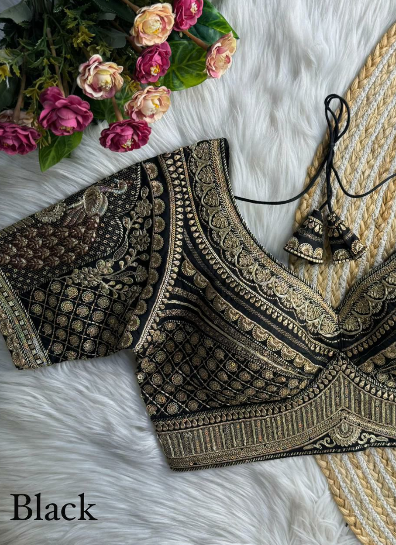 Roman Silk Women’s Blouse with Heavy Embroidery & Back‑Open Design