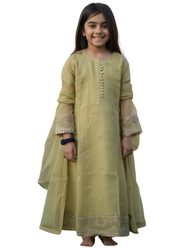 Twirl-Ready Kids Anarkali Gown in Pesta Green – Chiffon 1