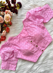 Pure Cotton Hakoba Puff Sleeve Blouse with Football Design 26