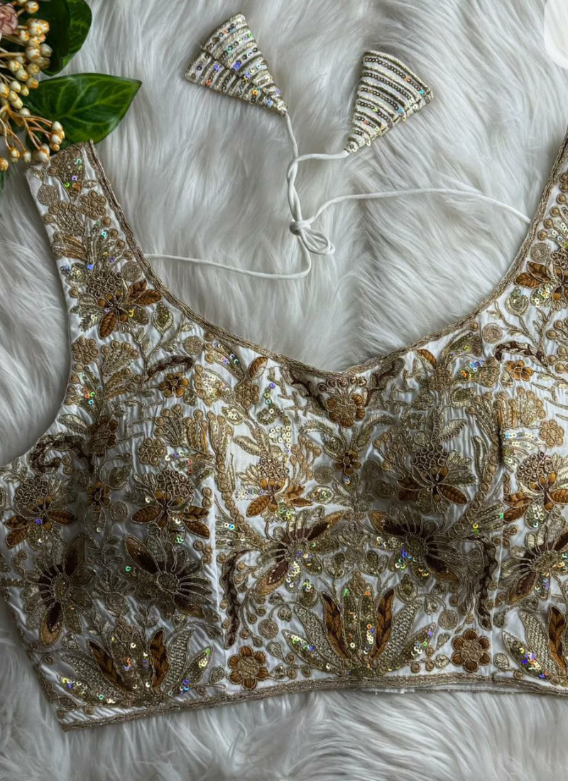 Heavy Velvet Partywear Blouse with Front Open Style