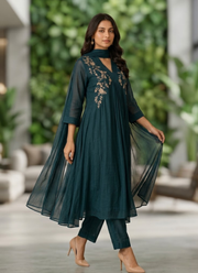 Mul Chanderi Kurta Pant Dupatta Set | Elegant Indian Festive Wear for Women Australia 17