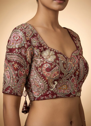 Crape Silk Women’s Blouse with Heavy Position Work & Back‑Open Design 9